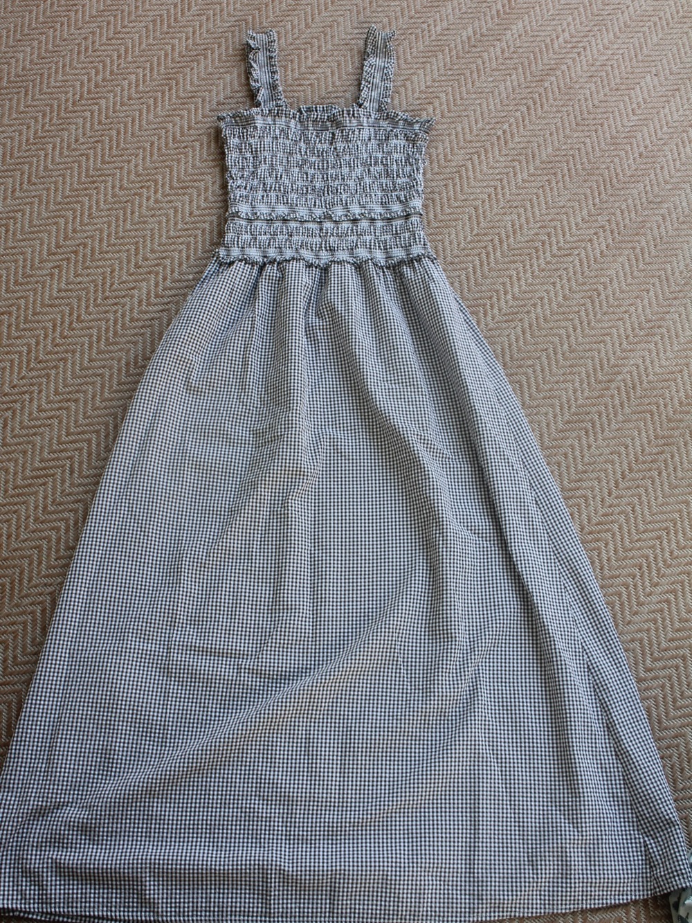 Hill House Smocked Gingham Maxi Dress - Black & White